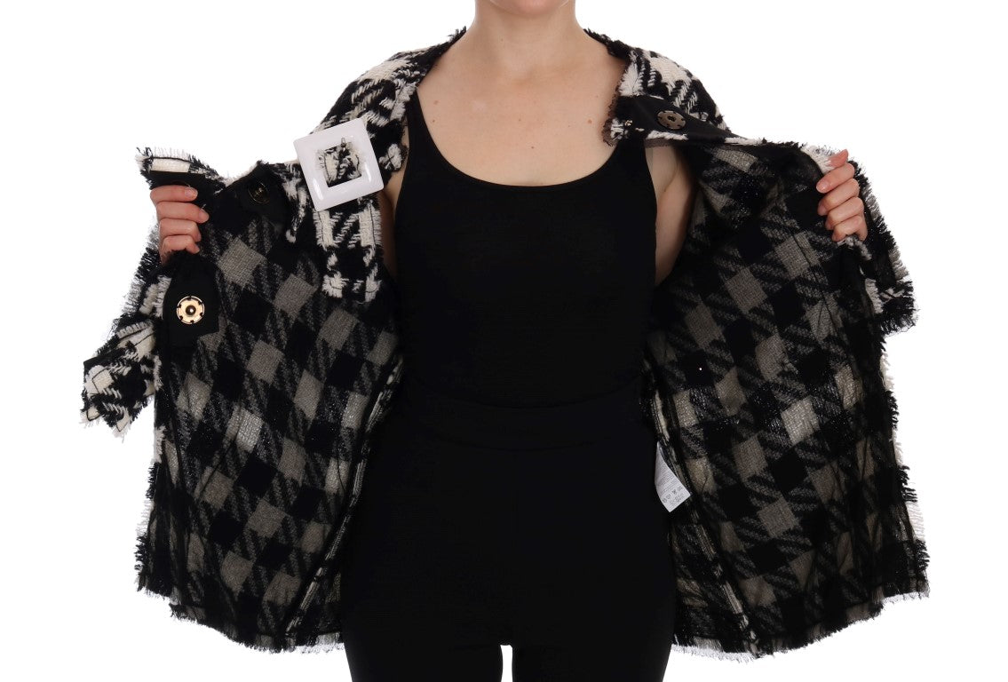 Black White Wool Knitted Crystal Jacket