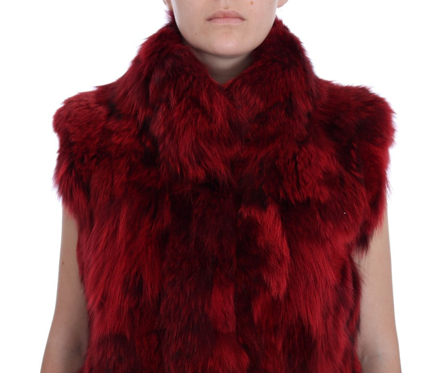 Luxurious Red Coyote Fur Long Vest Jacket