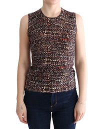 Thumbnail for Sleeveless Multicolor Knit Wool Top