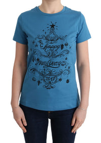 Thumbnail for Chic Blue Cotton Tee with 2017 Print
