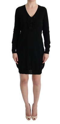 Thumbnail for Elegant Black Wool Shift Dress