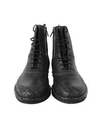 Thumbnail for Bottega Veneta Men's Dark Gray Leather Side Zipper Boots