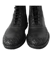 Thumbnail for Bottega Veneta Men's Dark Gray Leather Side Zipper Boots