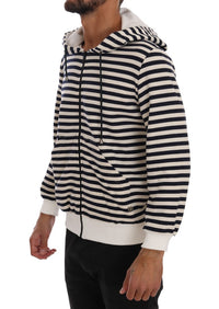 Thumbnail for Elegant Full Zip Hooded Striped Sweater