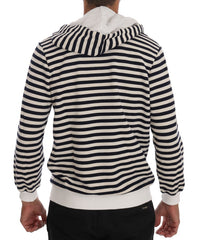 Thumbnail for Elegant Full Zip Hooded Striped Sweater