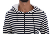 Thumbnail for Elegant Full Zip Hooded Striped Sweater