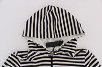 Thumbnail for Elegant Full Zip Hooded Striped Sweater