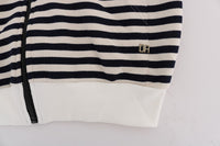Thumbnail for Elegant Full Zip Hooded Striped Sweater