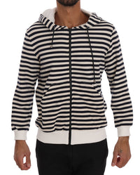 Thumbnail for Elegant Full Zip Hooded Striped Sweater