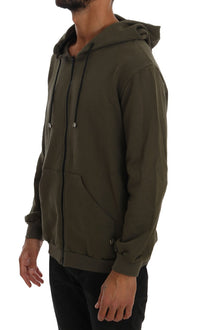 Thumbnail for Elegant Green Full Zip Hooded Sweater