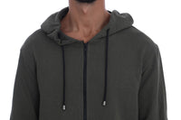 Thumbnail for Elegant Green Full Zip Hooded Sweater