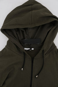 Thumbnail for Elegant Green Full Zip Hooded Sweater