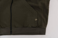 Thumbnail for Elegant Green Full Zip Hooded Sweater