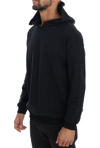 Thumbnail for Elegant Black Cotton Hooded Sweater