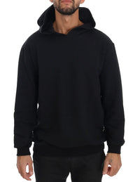 Thumbnail for Elegant Black Cotton Hooded Sweater