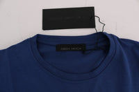 Thumbnail for Elegant Blue Crewneck Cotton Tee