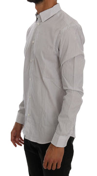 Thumbnail for Elegant White & Blue Striped Casual Shirt
