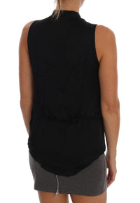 Thumbnail for Chic Sleeveless Black Shirt Blouse