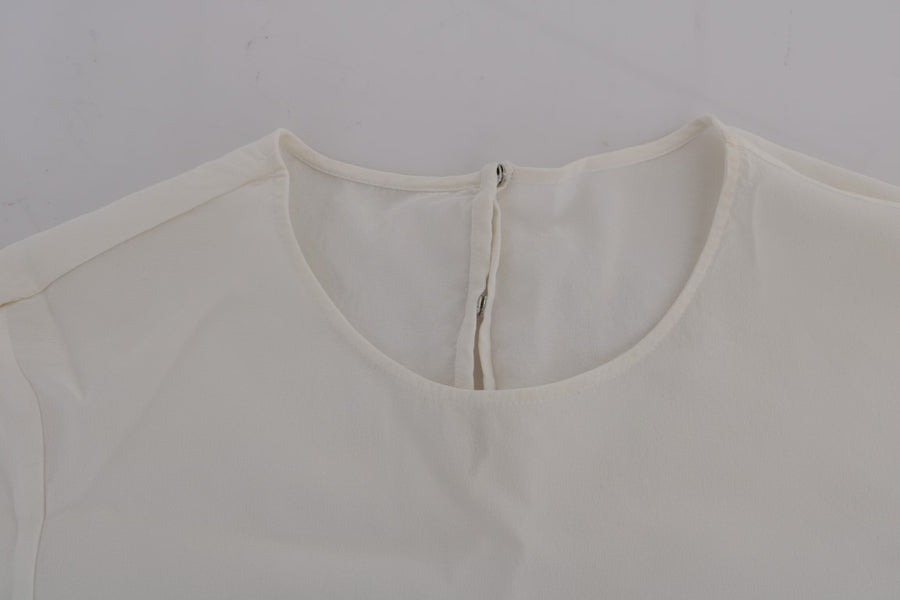 Silk Sequined 'Italia Is Love' White Blouse