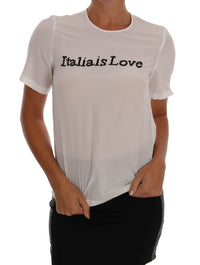 Thumbnail for Silk Sequined 'Italia Is Love' White Blouse