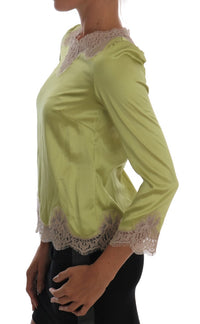 Thumbnail for Elegant Floral Lace Silk Blouse