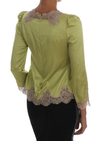 Thumbnail for Elegant Floral Lace Silk Blouse