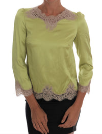 Thumbnail for Elegant Floral Lace Silk Blouse