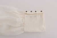 Thumbnail for Elegant White Silk Daisy Blouse