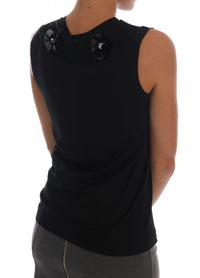 Thumbnail for Black Floral Sequined Cami Blouse