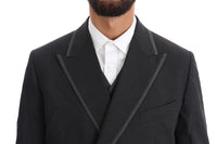 Thumbnail for Elegant Gray Double Breasted Wool Suit