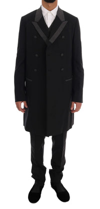 Thumbnail for Elegant Black Double Breasted Wool Suit