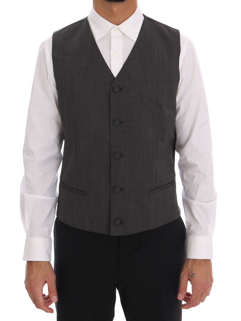 Elegant Black Double Breasted Wool Suit