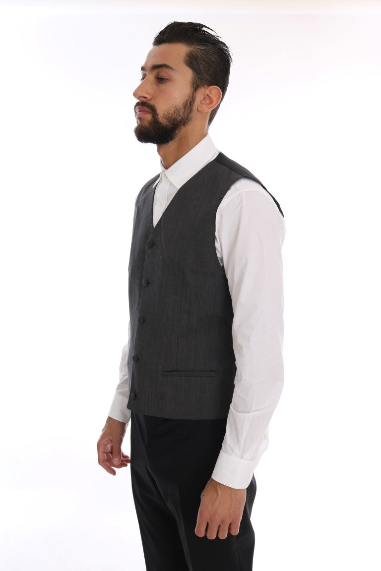 Elegant Black Double Breasted Wool Suit