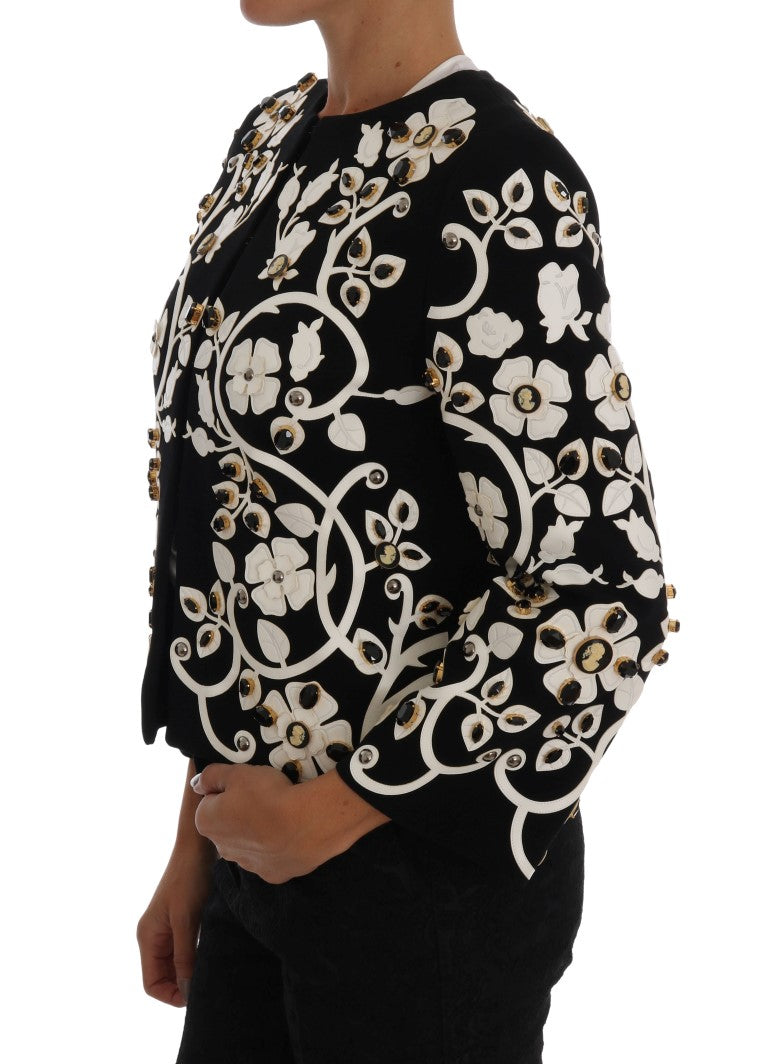 Floral Embroidered Crystal Wool Coat Jacket