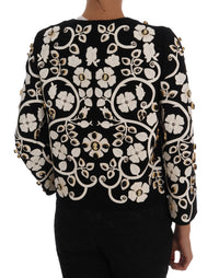 Thumbnail for Floral Embroidered Crystal Wool Coat Jacket