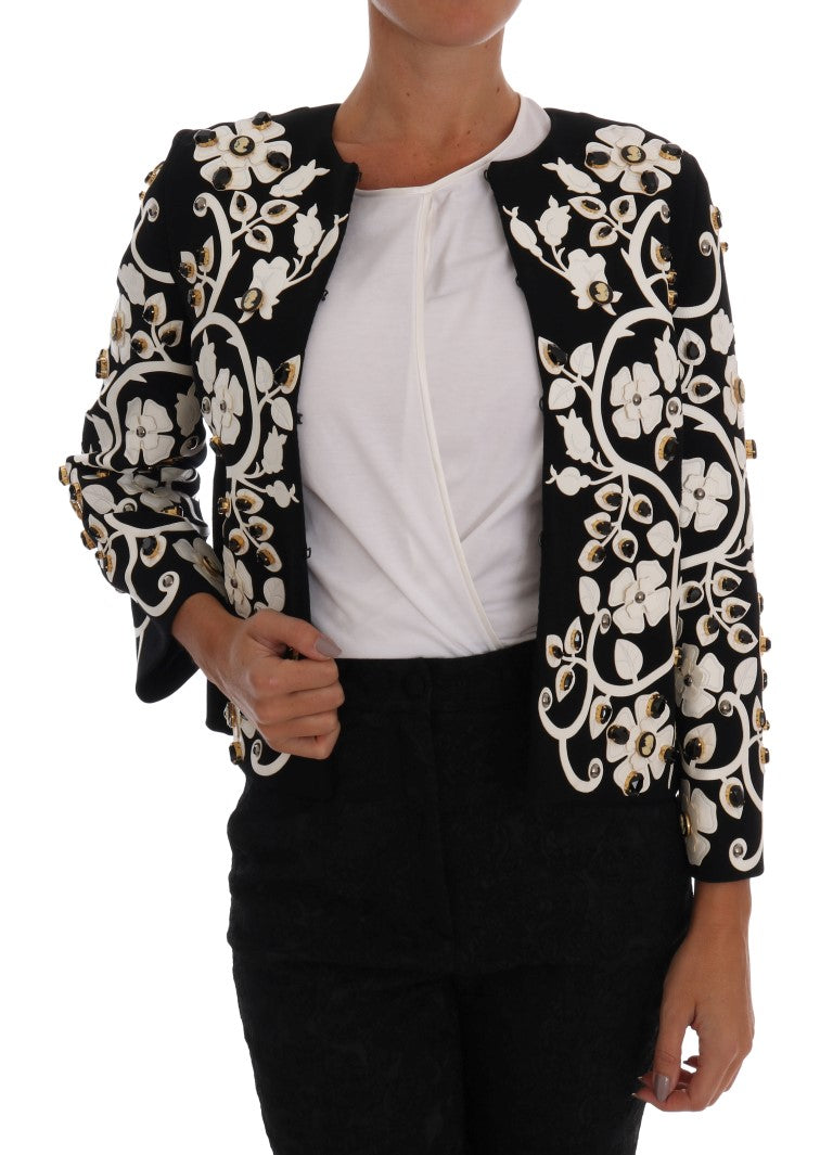 Floral Embroidered Crystal Wool Coat Jacket