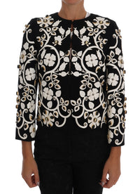 Thumbnail for Floral Embroidered Crystal Wool Coat Jacket