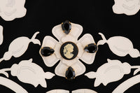 Thumbnail for Black White Floral Baroque Crystal Pencil Skirt