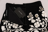 Thumbnail for Black White Floral Baroque Crystal Pencil Skirt