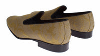 Thumbnail for Golden Baroque Silk Dress Loafers