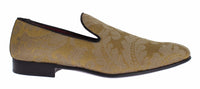 Thumbnail for Golden Baroque Silk Dress Loafers