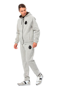 Thumbnail for Elegant Gray Hooded Cotton Sweatsuit