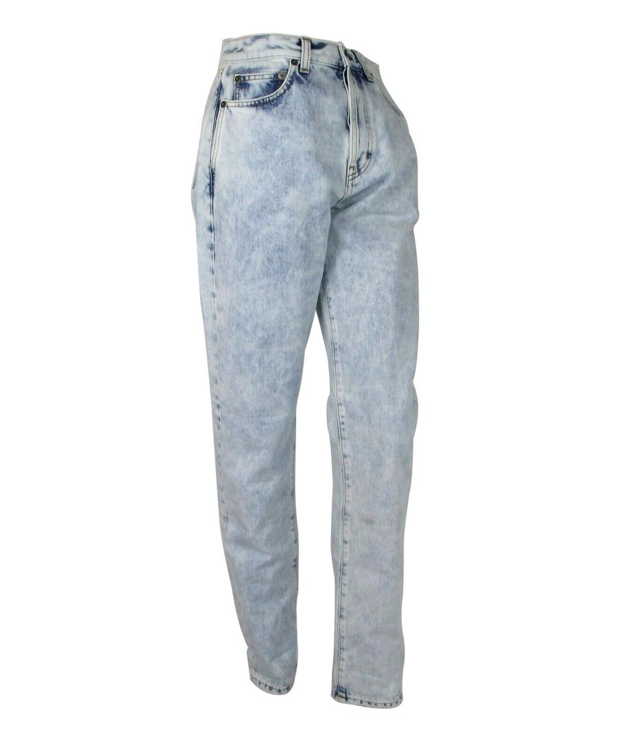 Women's Blue Cotton Snow Wash Denim Jeans