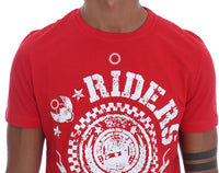 Thumbnail for Chic Red 'RIDERS' Motive Crewneck Tee