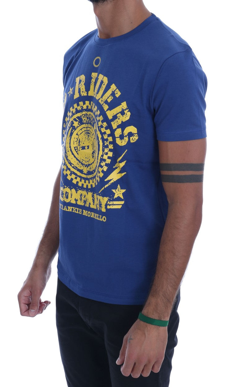 Stylish Blue Riders Motif Cotton Tee