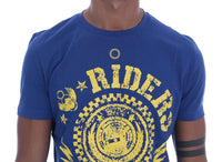 Thumbnail for Stylish Blue Riders Motif Cotton Tee