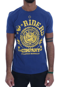 Thumbnail for Stylish Blue Riders Motif Cotton Tee