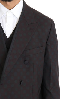 Thumbnail for Elegant Bordeaux Polka Dot Wool Suit