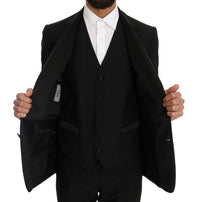 Thumbnail for Elegant Black Three-Piece Suit with Saxophone Embroidery