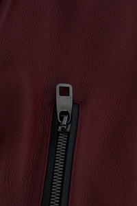 Thumbnail for Radiant Red Leather Biker Motorcycle Jacket
